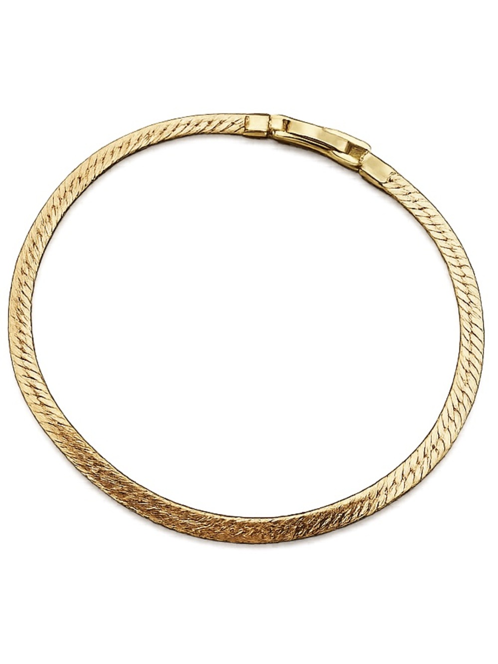 Vintage Gold Tone Herringbone Bracelet 7.5” Sleek Classic Elegant